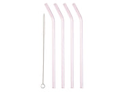 Straw with bend 21.5 cm 4 pcs Pink Glass