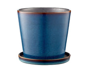 Planter w saucer 14cm Dblue/bla BITZ
