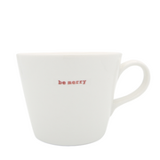 Keith Brymer Jones Word Range Medium Ceramic White Mug - be merry (red) - 350ml