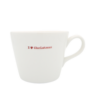 Keith Brymer Jones Christmas Word Range Medium Ceramic White Mug - I ? Christmas (red) - 350ml