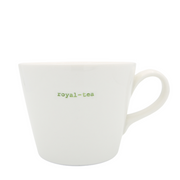 Keith Brymer Jones Word Range Medium Ceramic White Mug - royal-tea (green) - 350ml