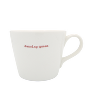 Keith Brymer Jones Word Range Medium Ceramic White Mug - dancing queen (red) - 350ml