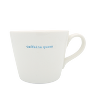 Keith Brymer Jones Word Range Medium Ceramic White Mug - caffeine queen (blue) - 350ml