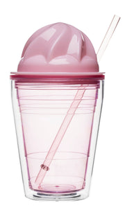 Sweet milkshake with straw  pink