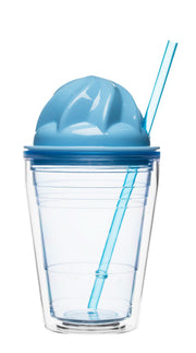 Sweet milkshake with straw  blue