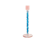 Glass candlestick Vivid 7.4 x 20.3 cm Blue/Rose